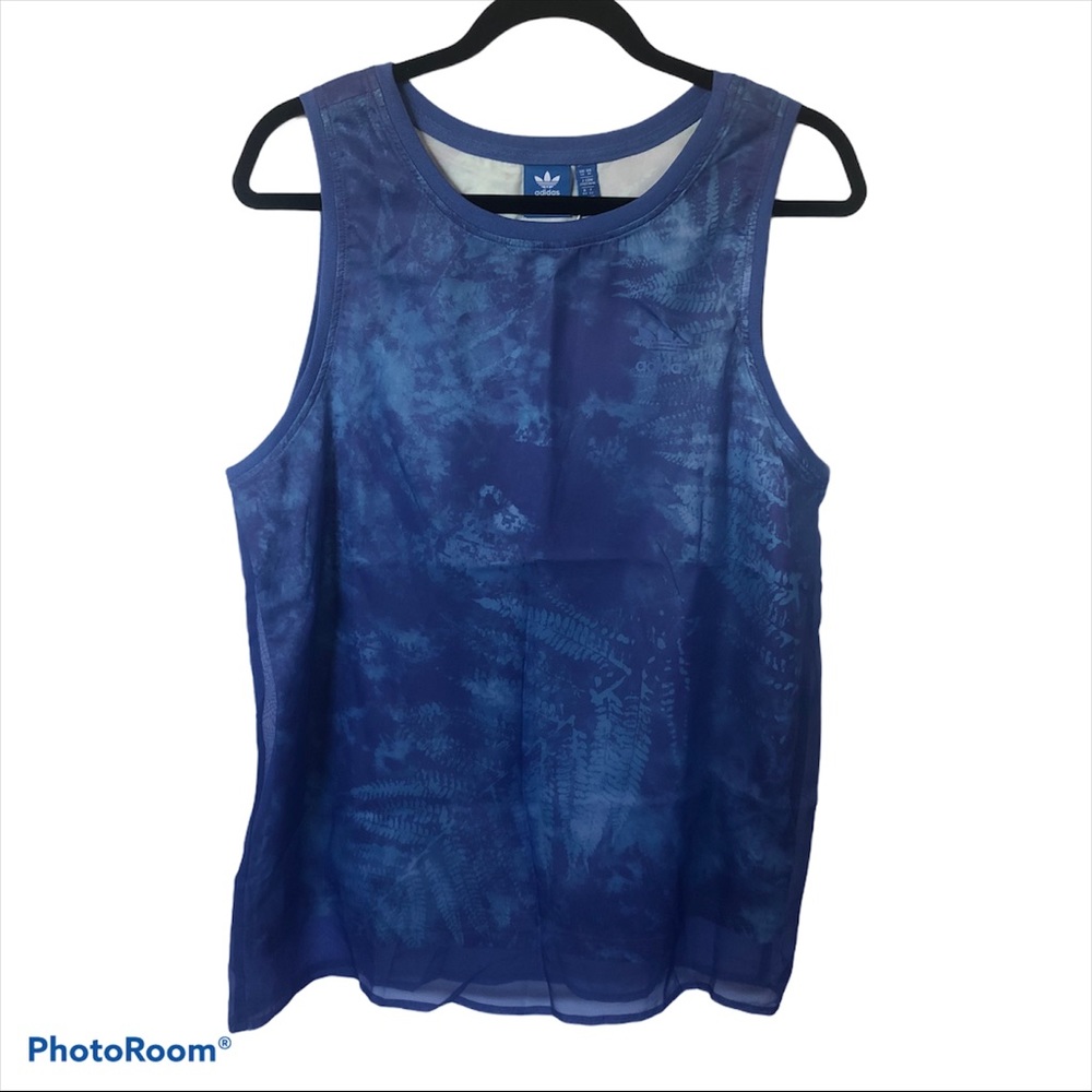 Adidas Tank Top With Sheer Overlay Size Medium
